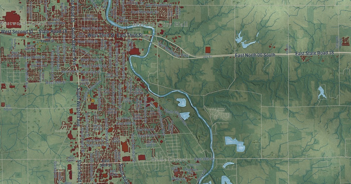 Map of Marion, Indiana in 2026