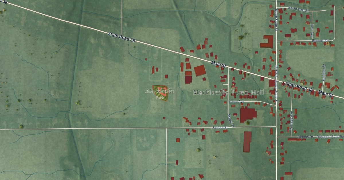 Map of Markleville, Indiana in 2026