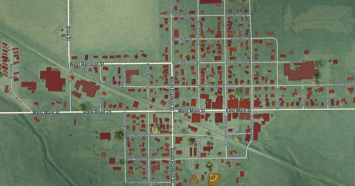 Map of Mentone, Indiana in 2026