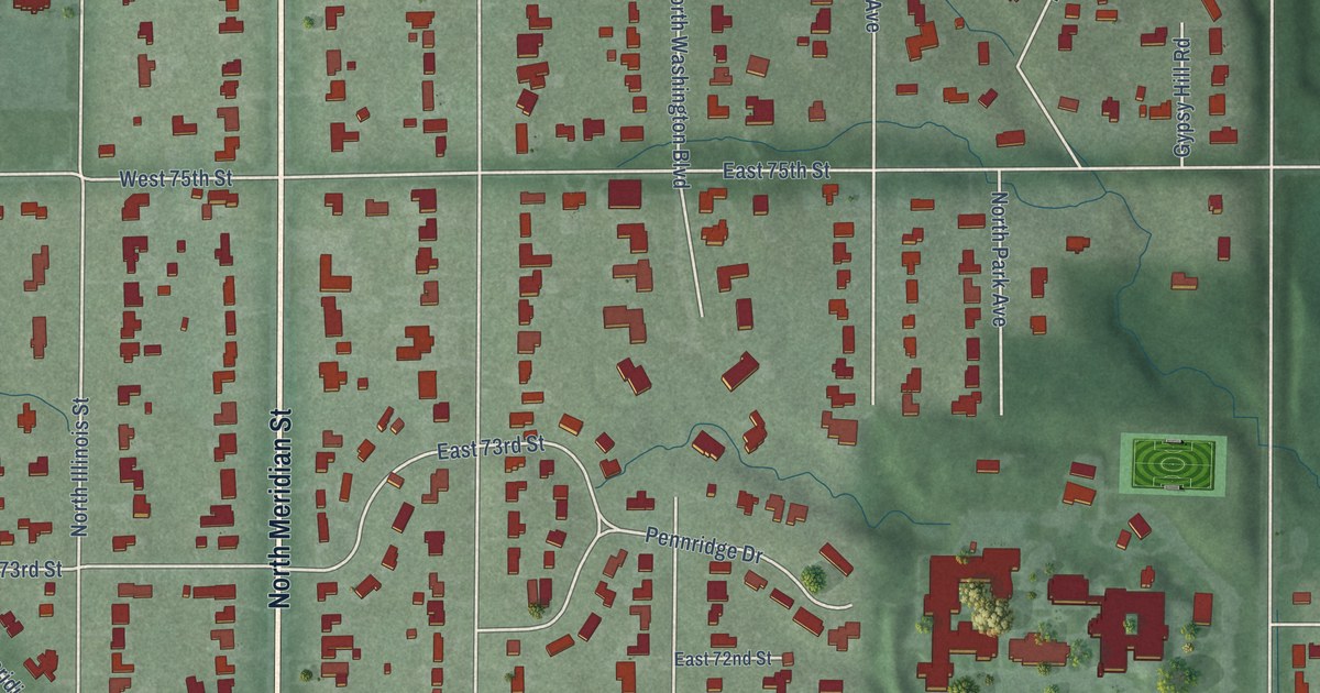 Map of Meridian Hills, Indiana in 2026