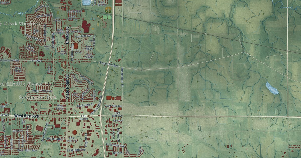 Map of Merrillville, Indiana in 2026