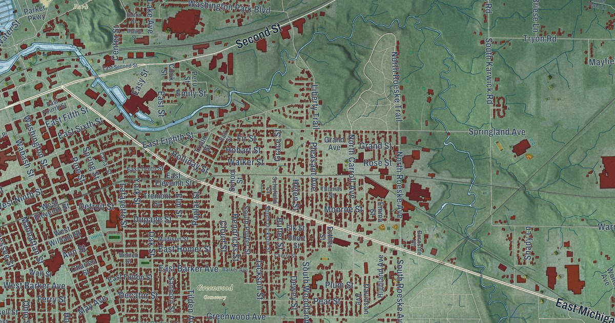 Map of Michigan City, Indiana in 2026