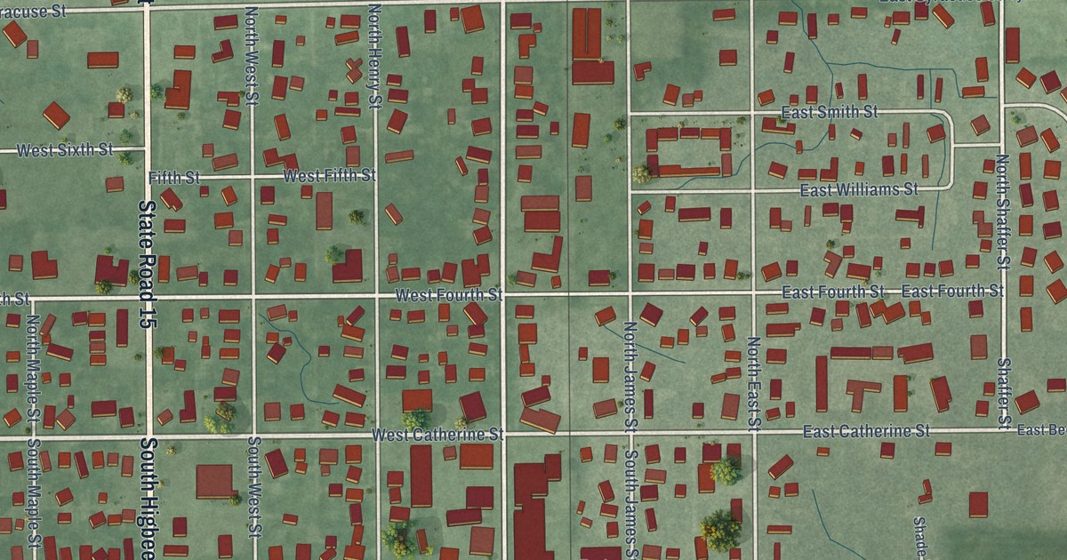 Map of Milford, Indiana in 2026