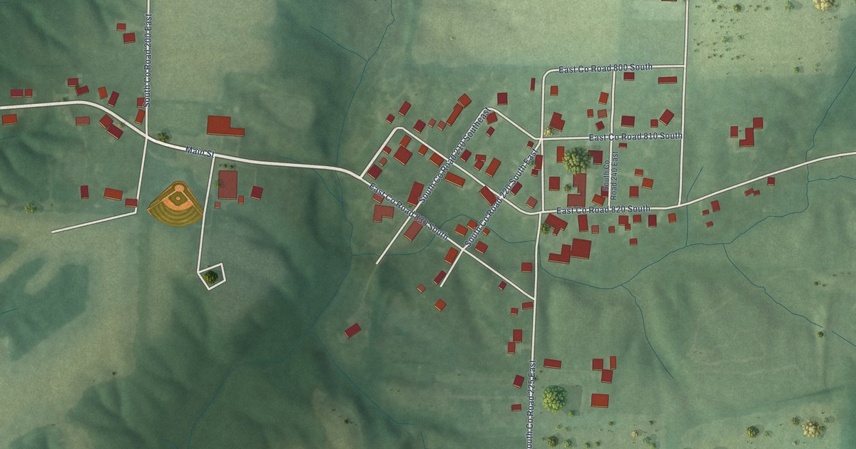 Map of Millhousen, Indiana in 2026