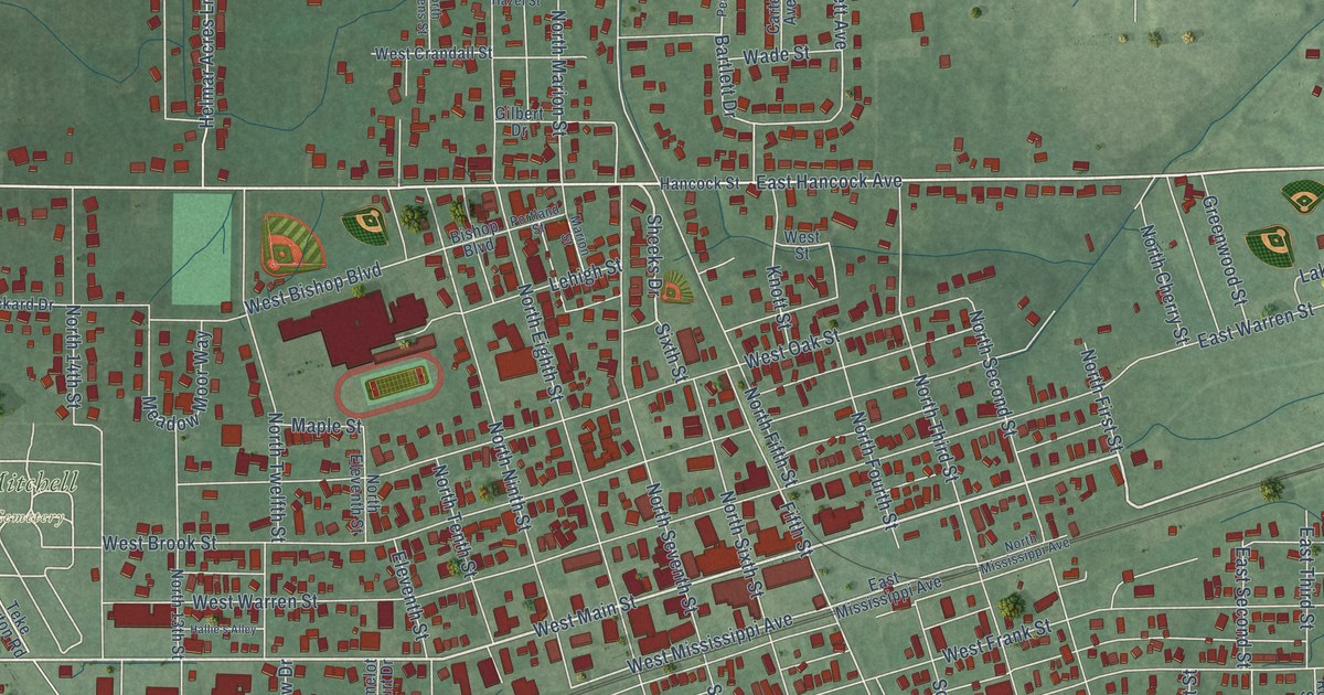 Map of Mitchell, Indiana in 2026