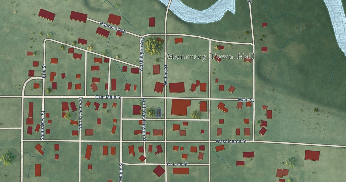 Map of Monterey, Indiana in 2026