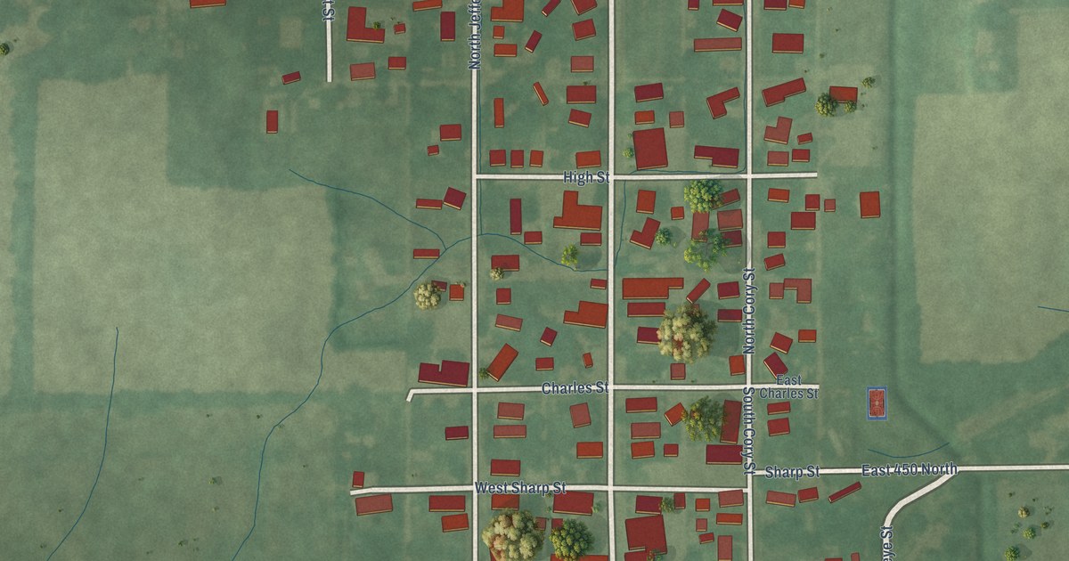 Map of Mooreland, Indiana in 2026