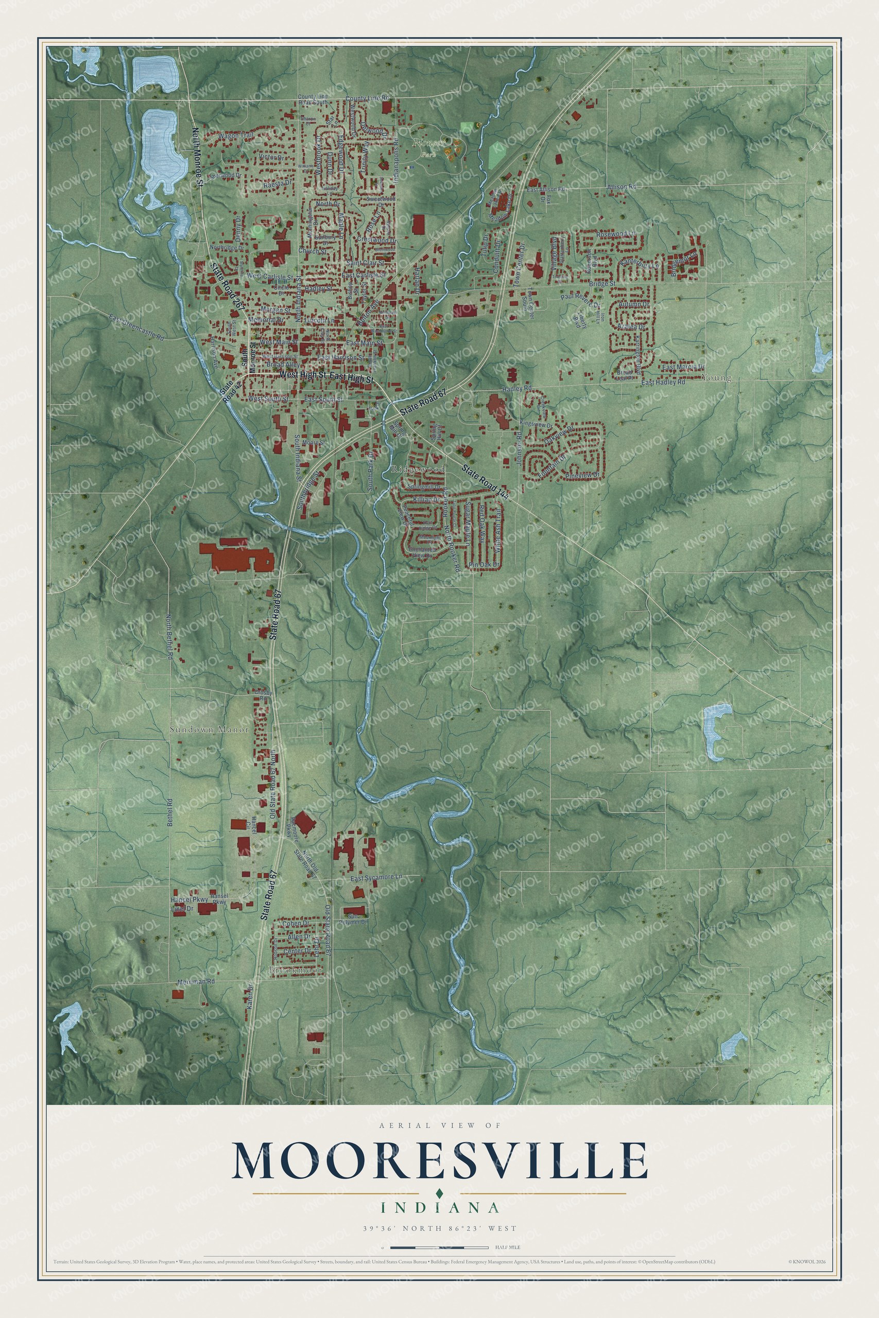 Watermarked full-map preview of Mooresville, Indiana