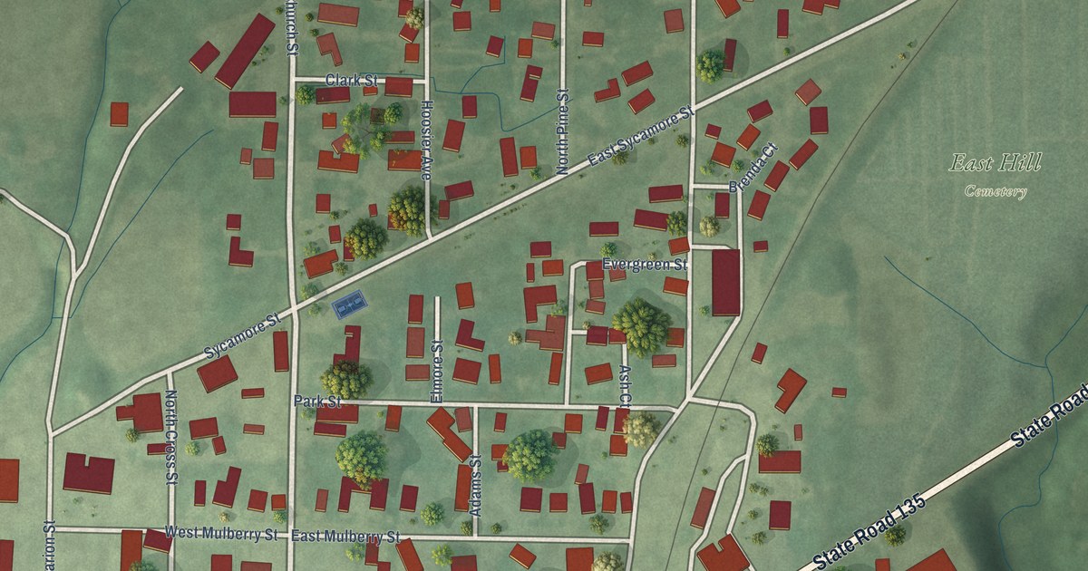 Map of Morgantown, Indiana in 2026
