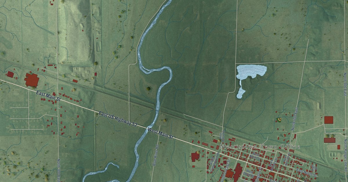Map of Morristown, Indiana in 2026