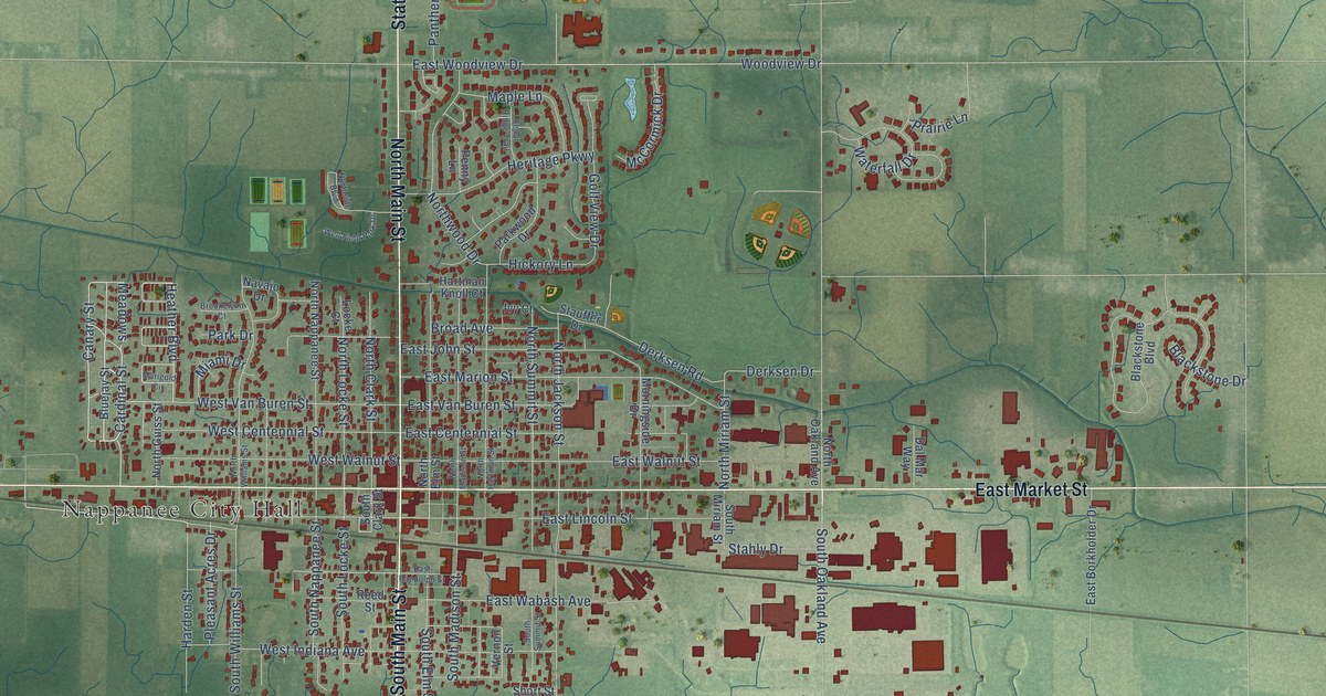 Map of Nappanee, Indiana in 2026