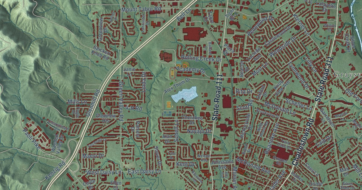 Map of New Albany, Indiana in 2026