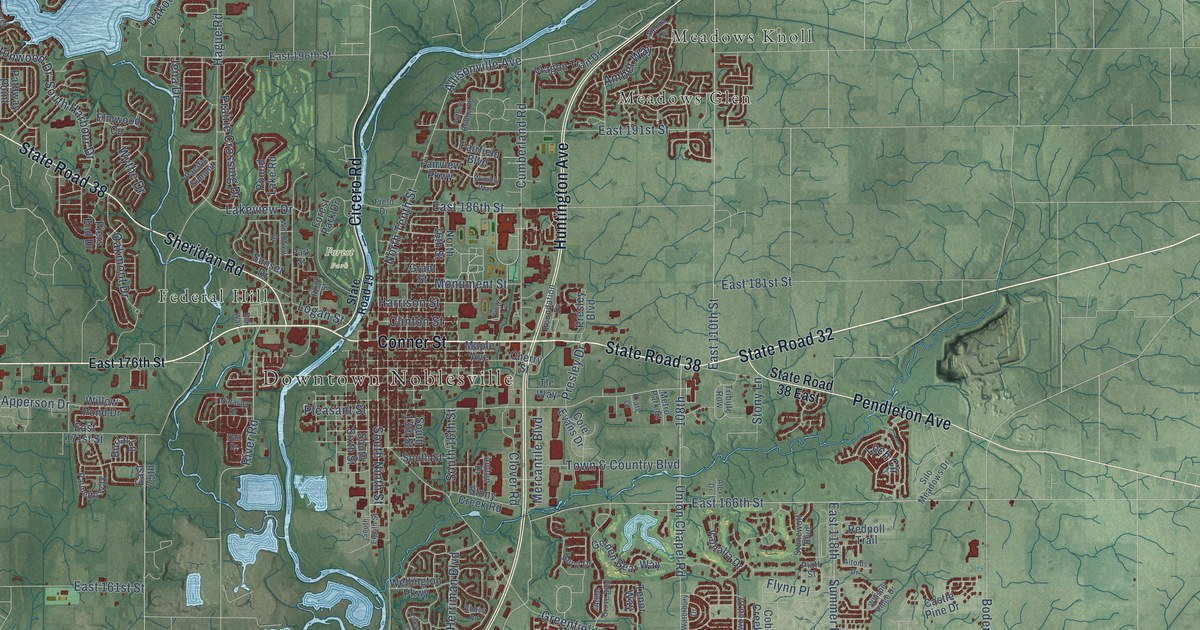 Map of Noblesville, Indiana in 2026