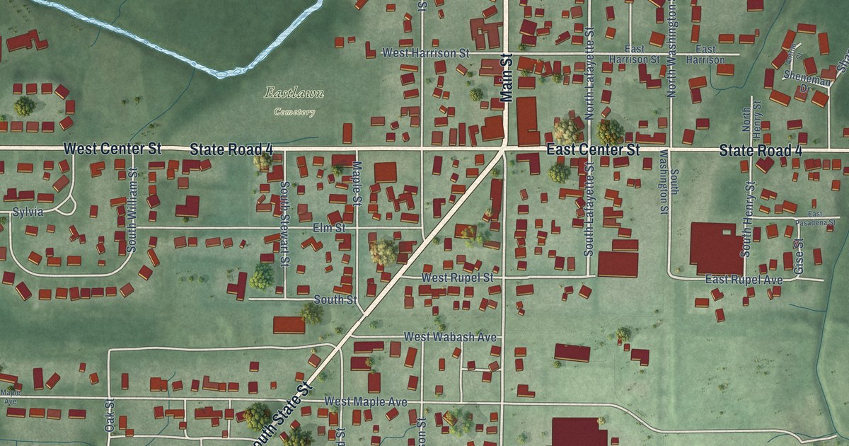 Map of North Liberty, Indiana in 2026