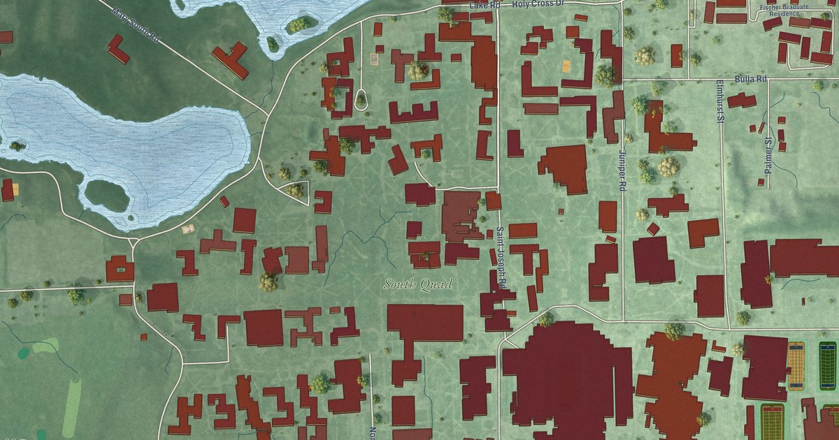 Map of Notre Dame, Indiana in 2026