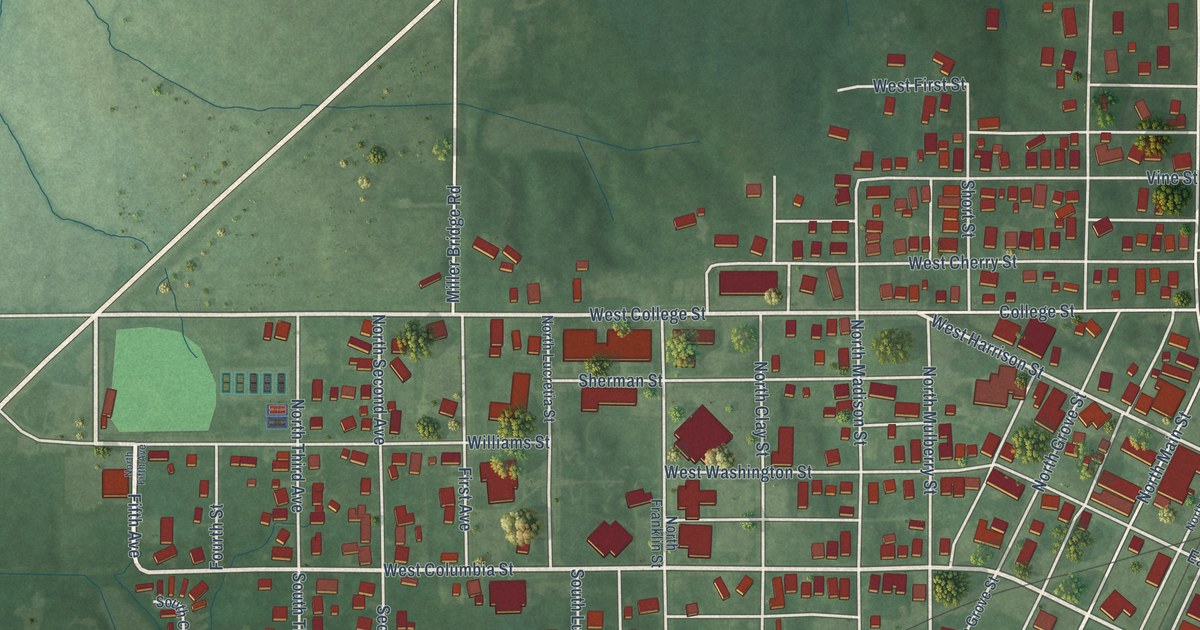 Map of Oakland City, Indiana in 2026