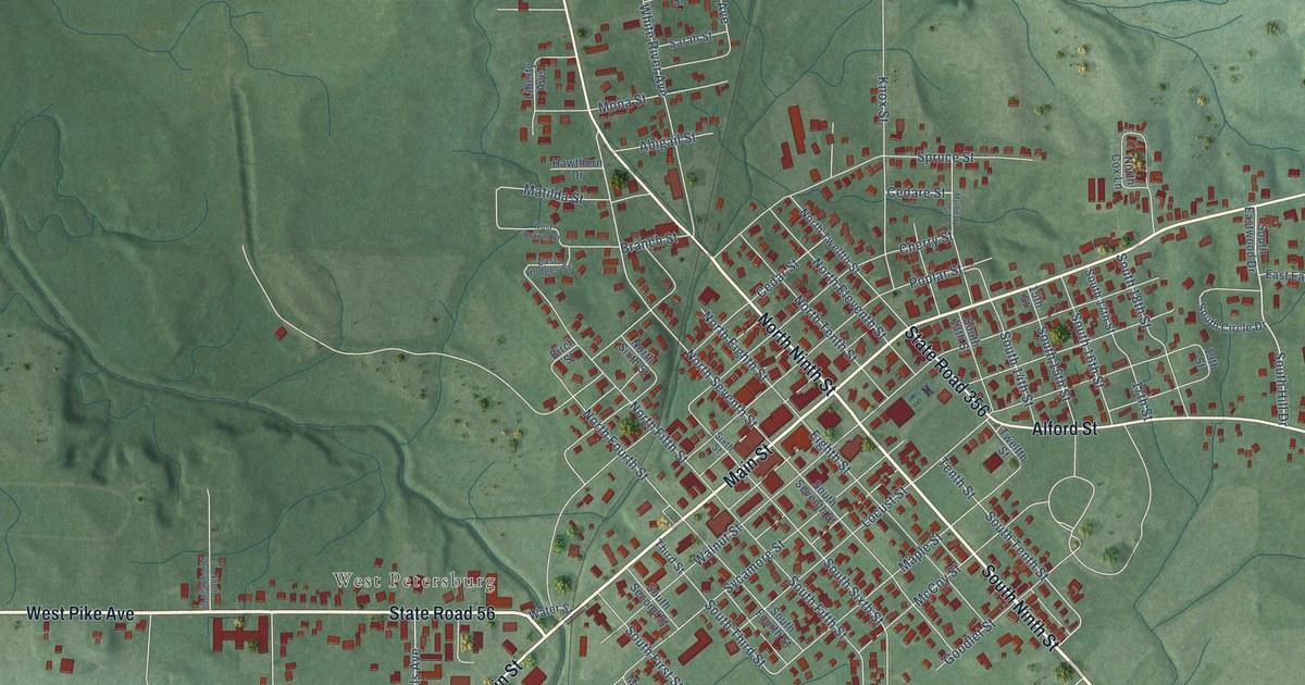 Map of Petersburg, Indiana in 2026