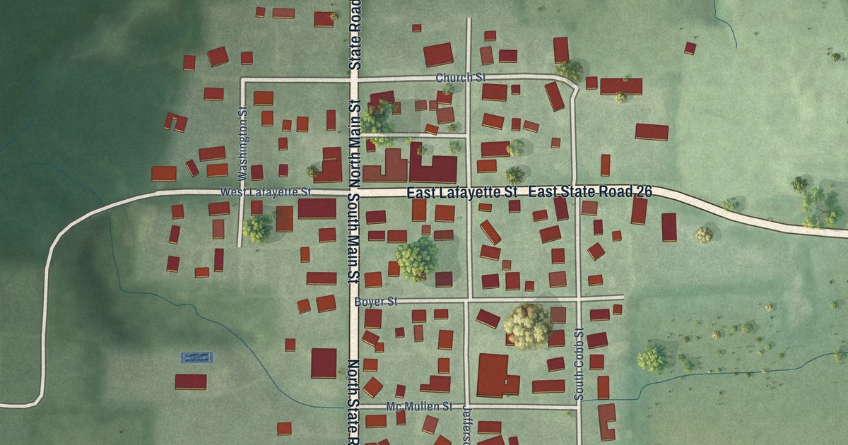 Map of Pine Village, Indiana in 2026