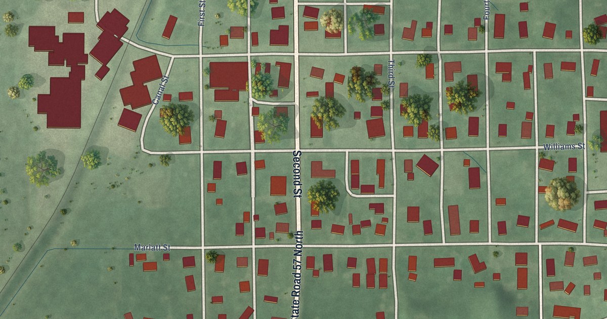 Map of Plainville, Indiana in 2026