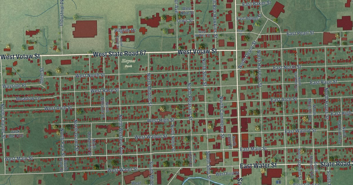 Map of Portland, Indiana in 2026