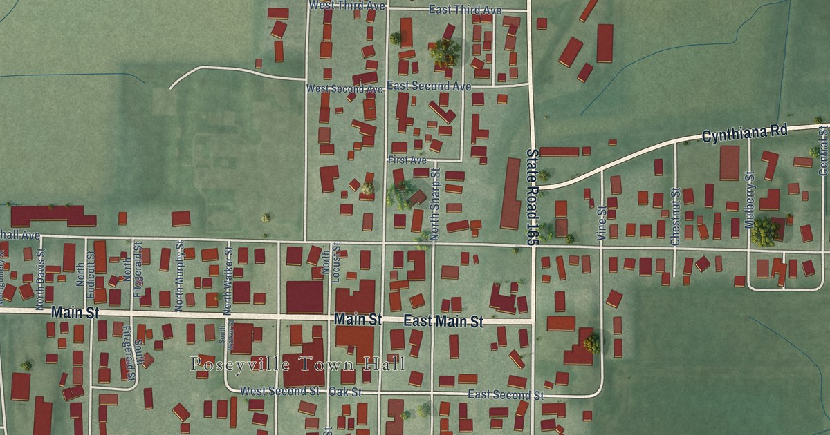 Map of Poseyville, Indiana in 2026