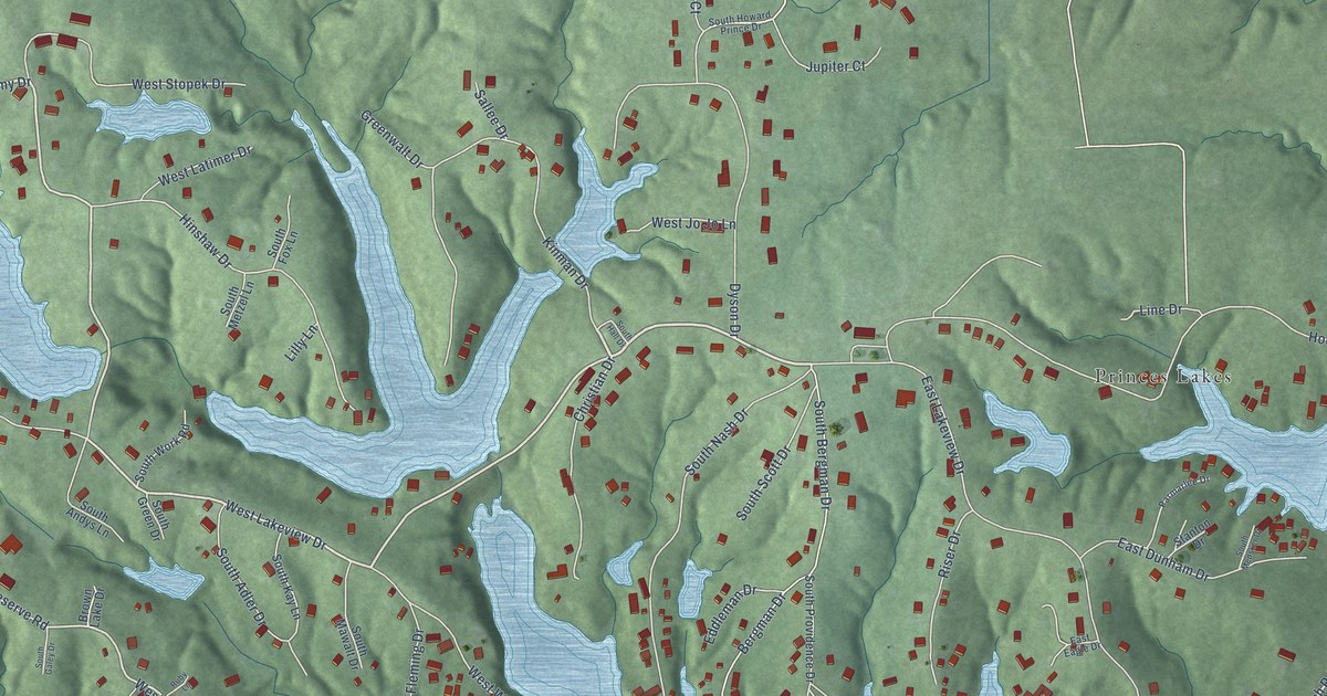 Map of Prince’s Lakes, Indiana in 2026
