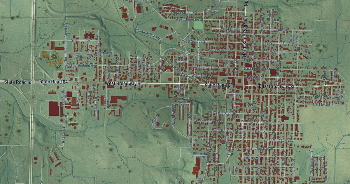 Map of Princeton, Indiana in 2026