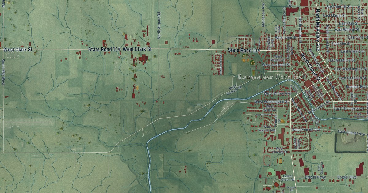 Map of Rensselaer, Indiana in 2026
