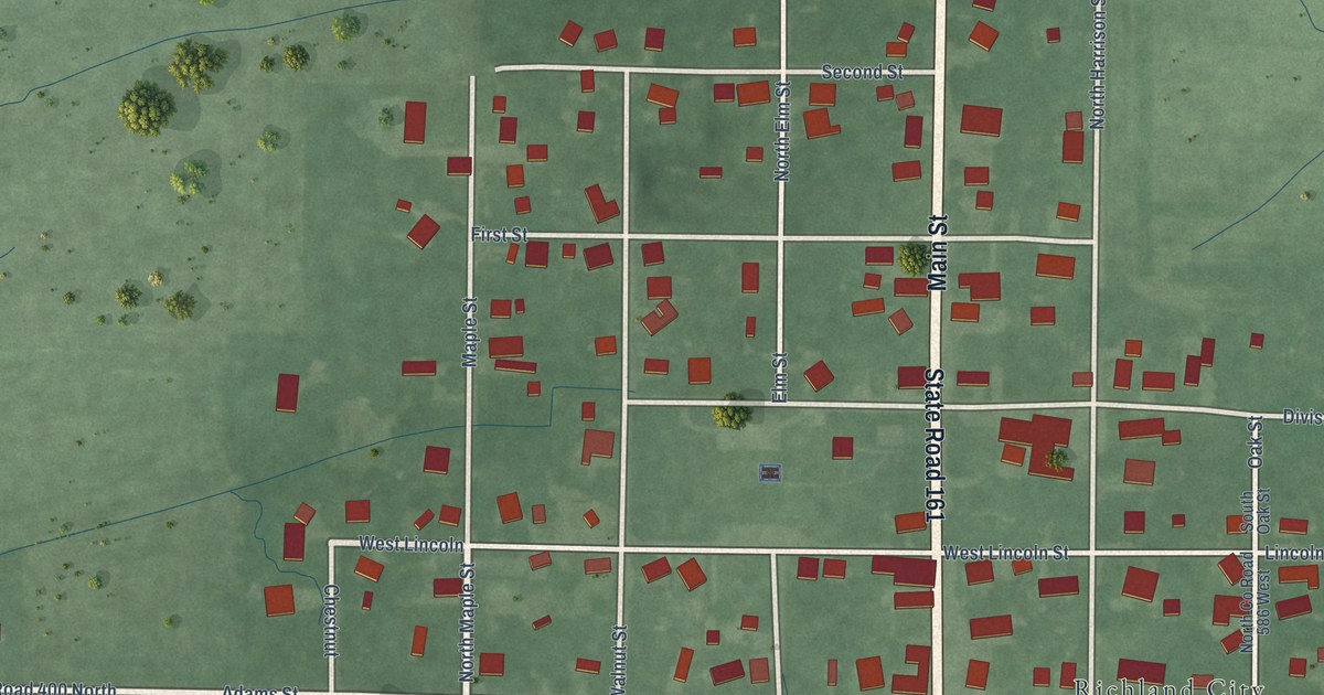 Map of Richland, Indiana in 2026