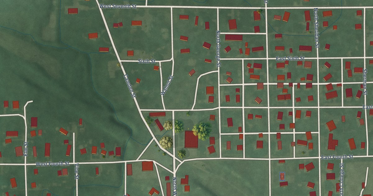 Map of Ridgeville, Indiana in 2026
