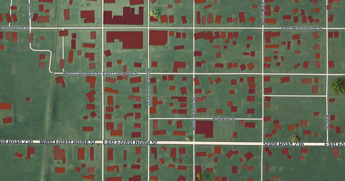 Map of Roachdale, Indiana in 2026