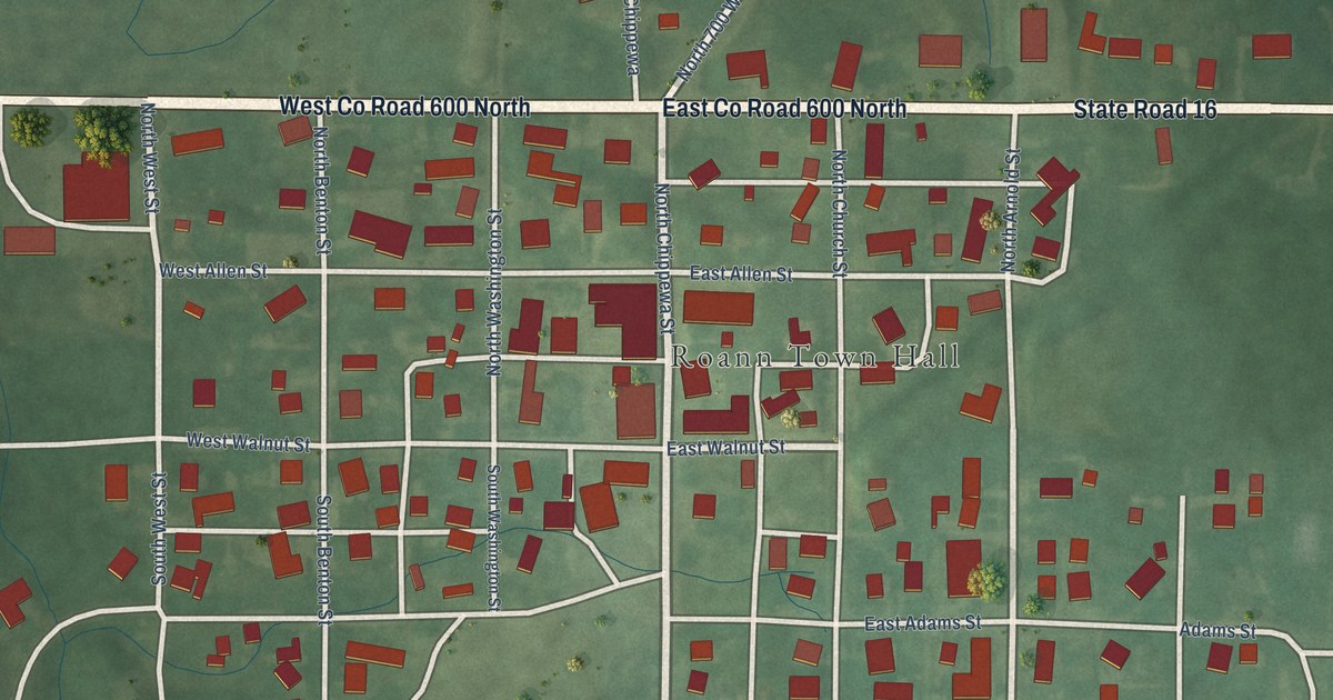 Map of Roann, Indiana in 2026