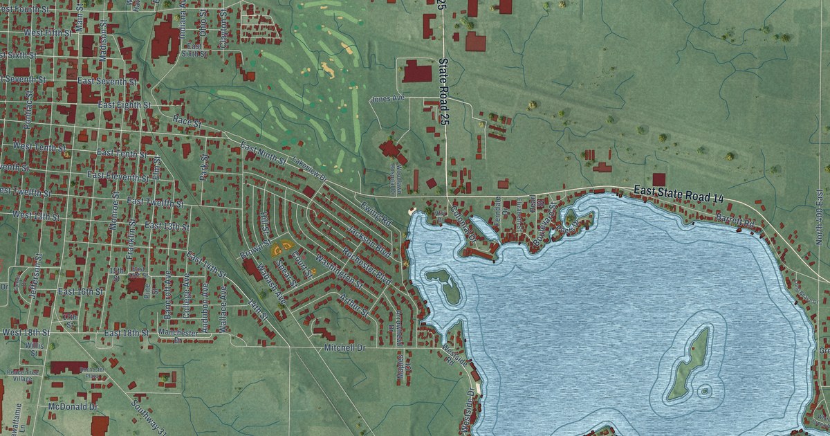 Map of Rochester, Indiana in 2026