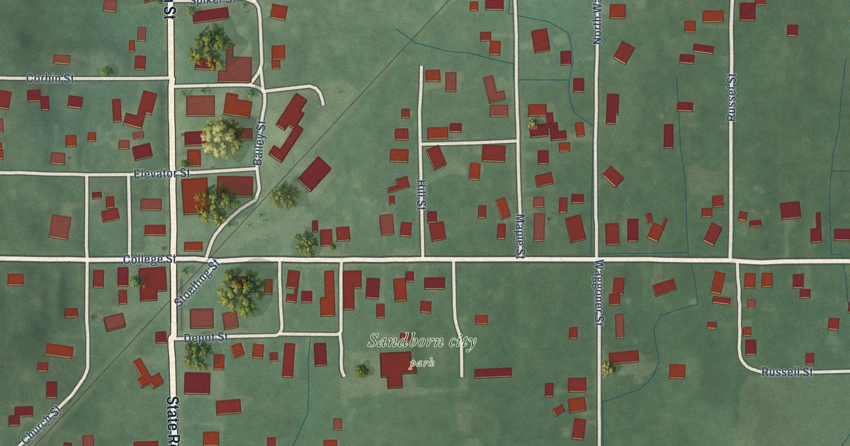 Map of Sandborn, Indiana in 2026