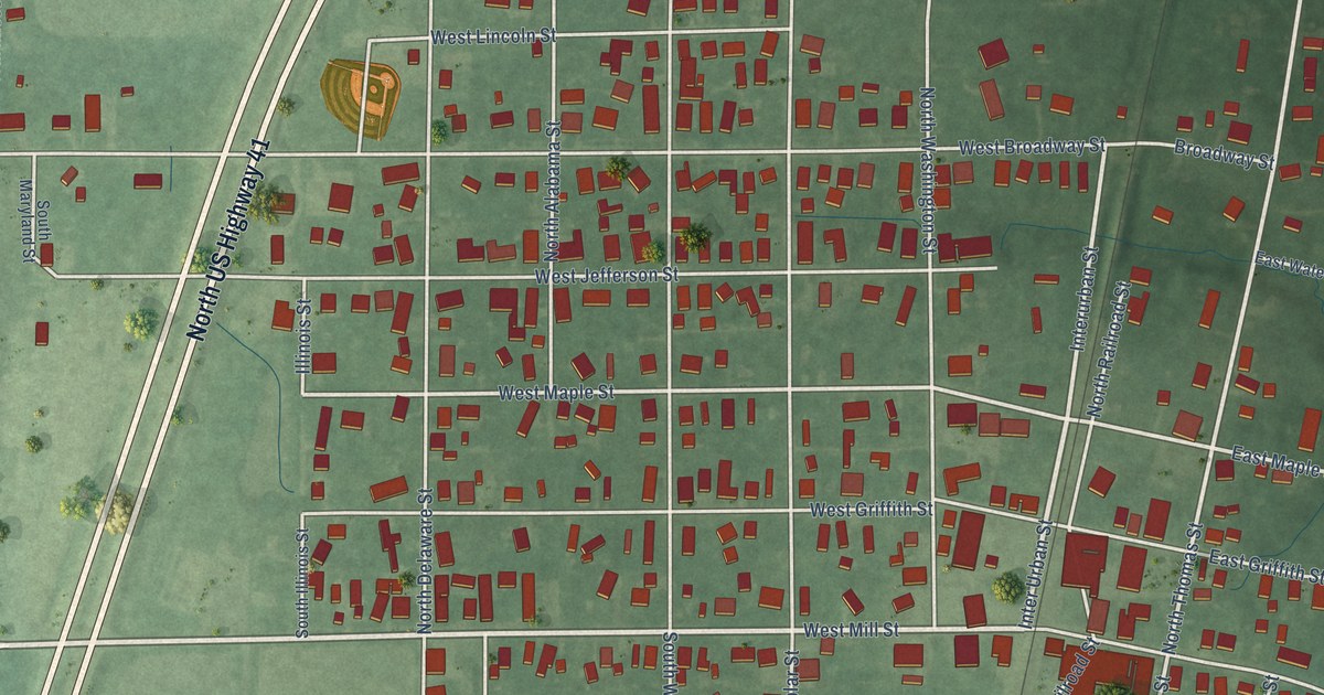 Map of Shelburn, Indiana in 2026