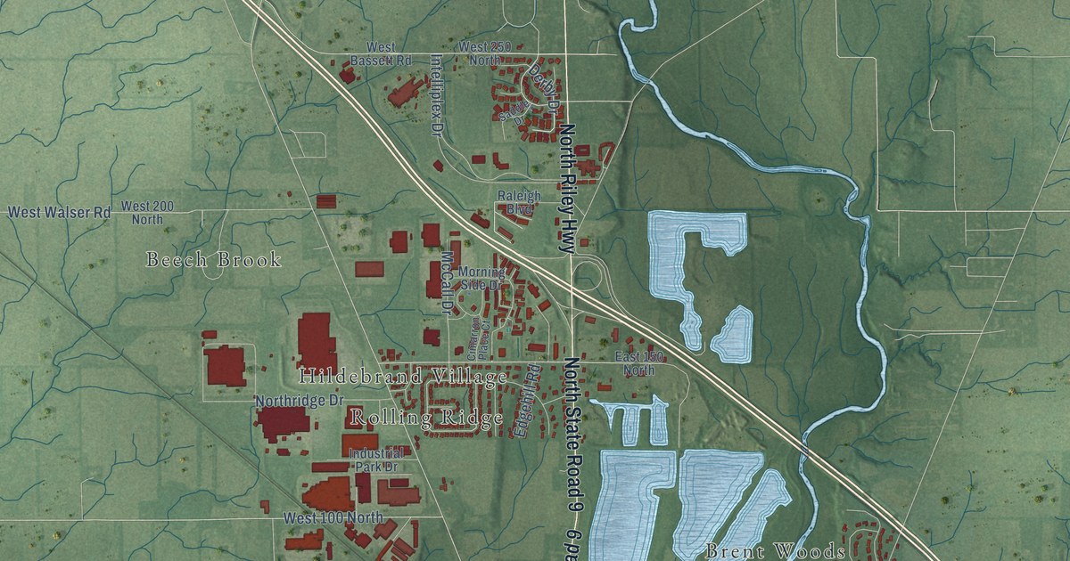 Map of Shelbyville, Indiana in 2026