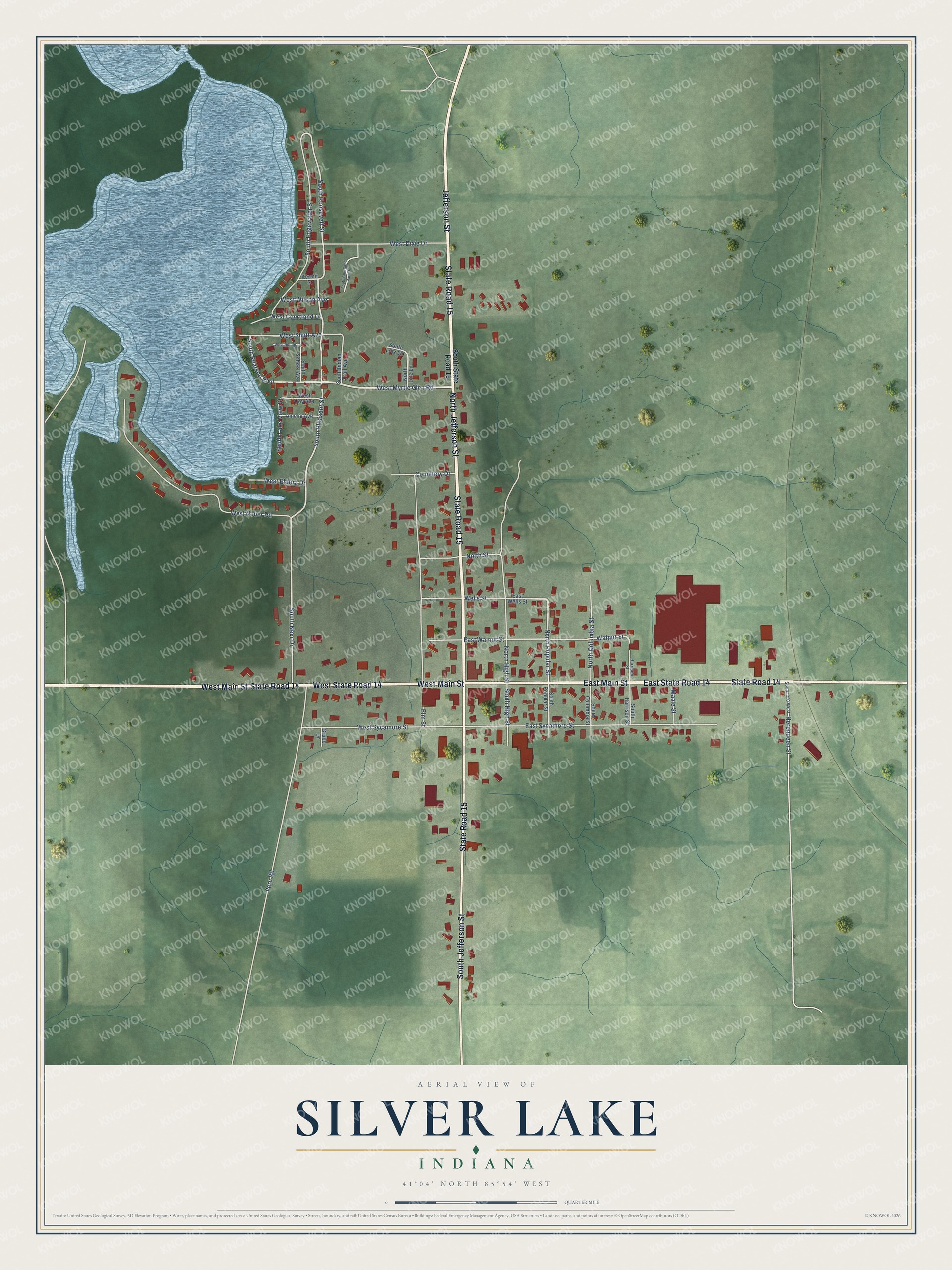 Watermarked full-map preview of Silver Lake, Indiana