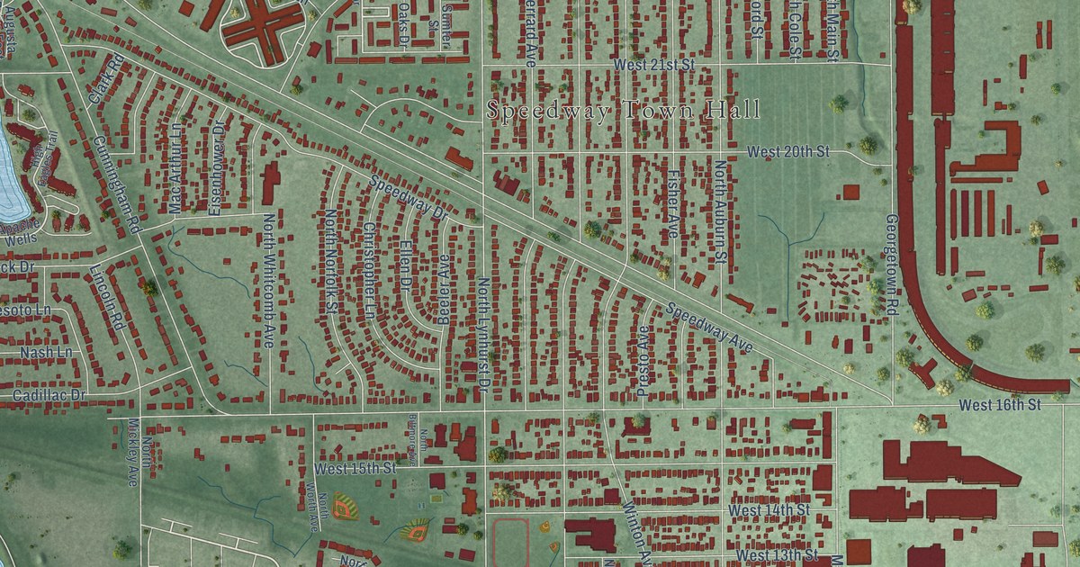 Map of Speedway, Indiana in 2026