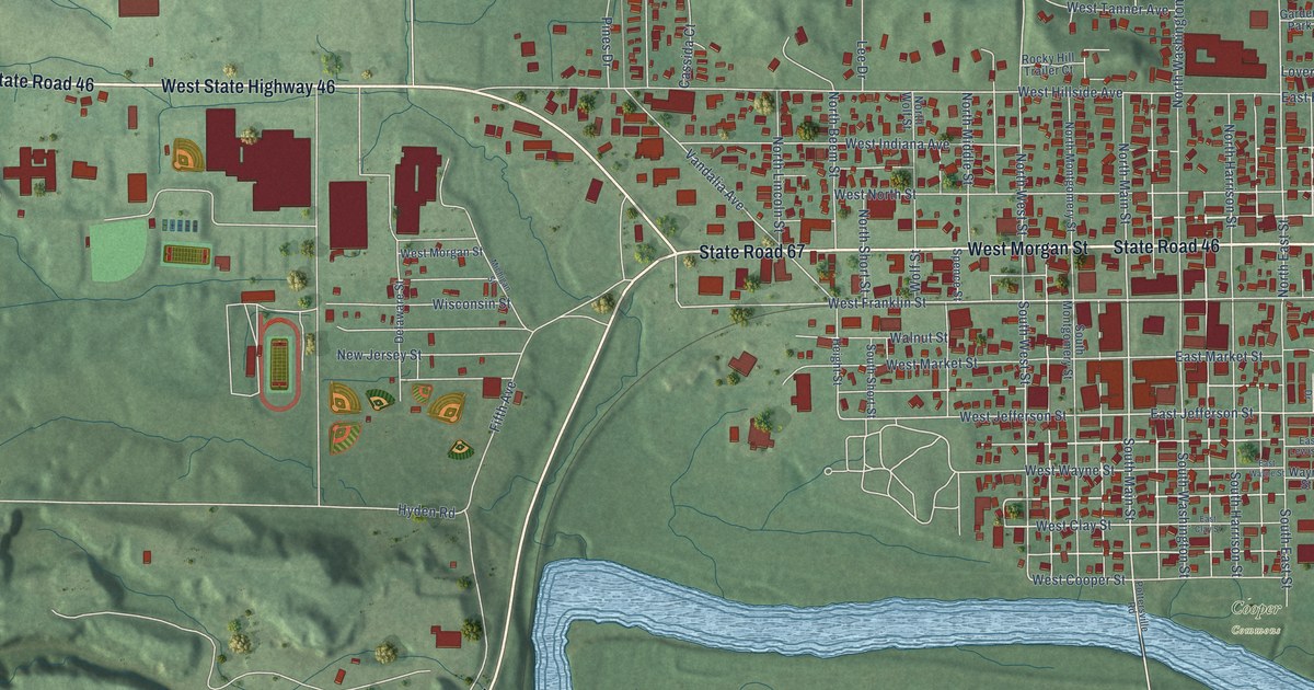 Map of Spencer, Indiana in 2026