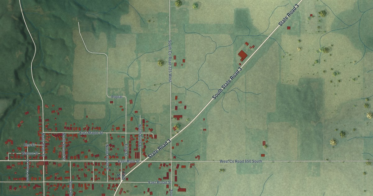 Map of Spiceland, Indiana in 2026