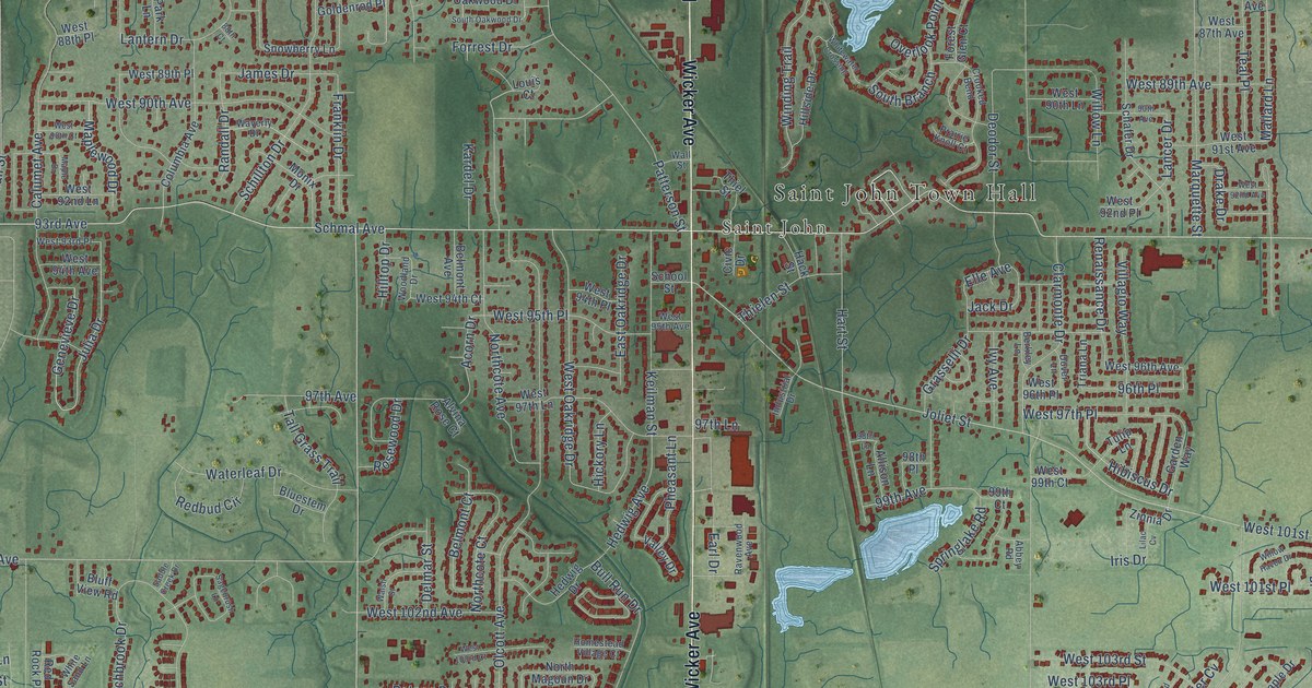Map of St. John, Indiana in 2026