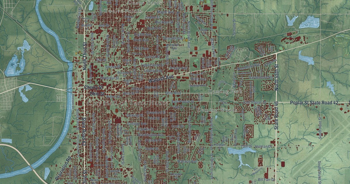 Map of Terre Haute, Indiana in 2026