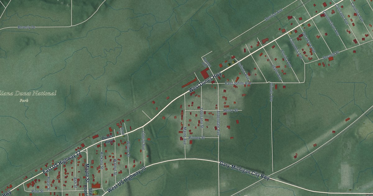 Map of Town of Pines, Indiana in 2026