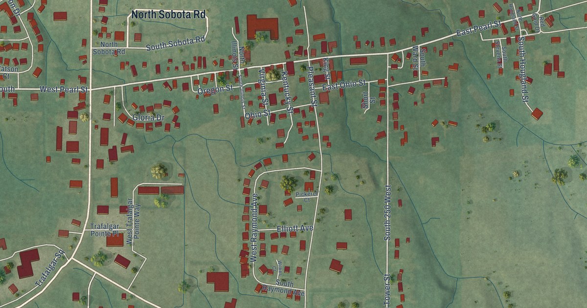 Map of Trafalgar, Indiana in 2026
