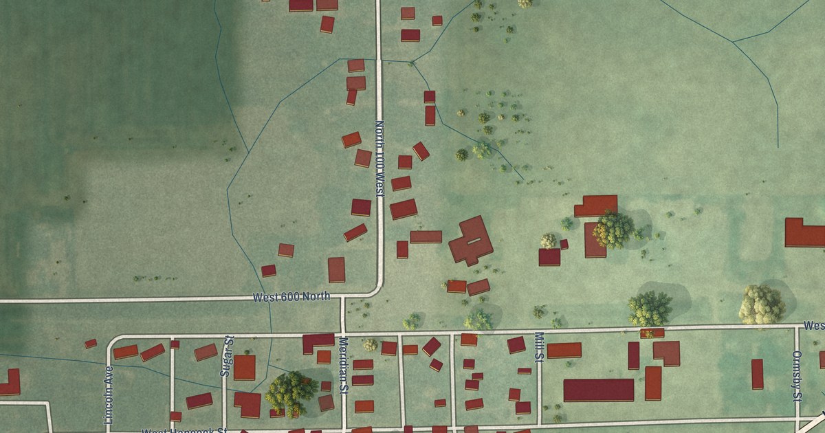 Map of Uniondale, Indiana in 2026
