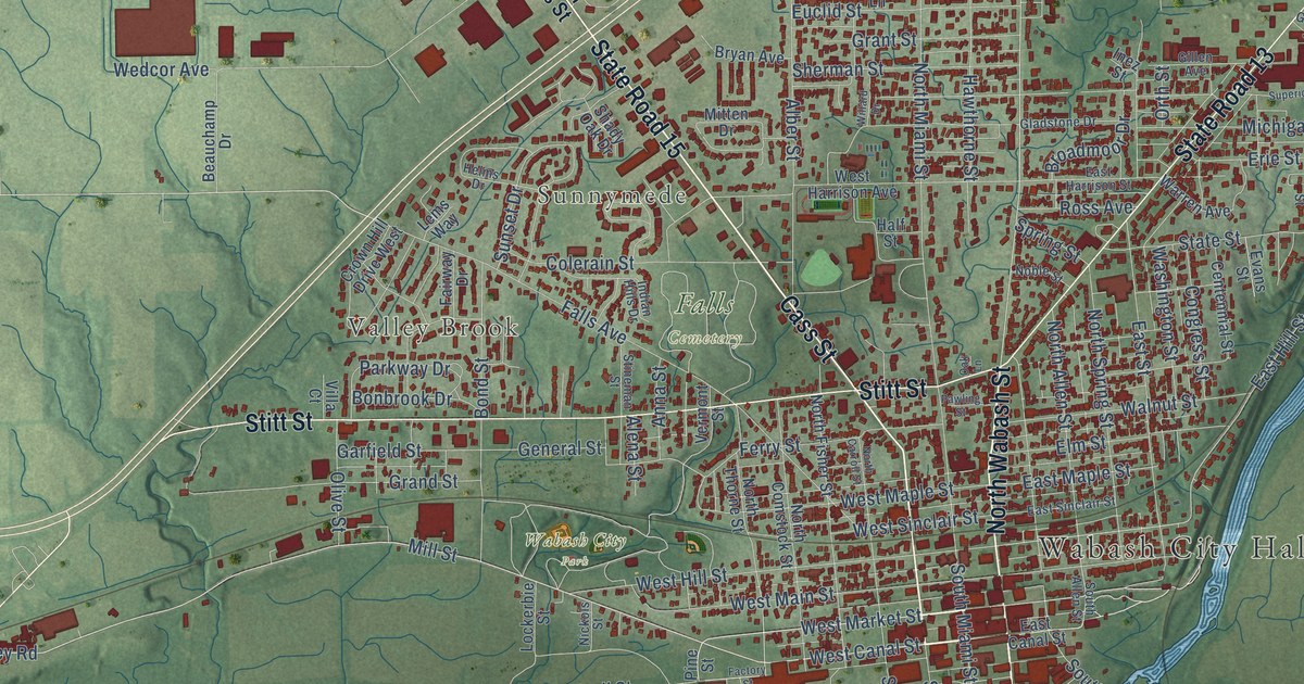 Map of Wabash, Indiana in 2026