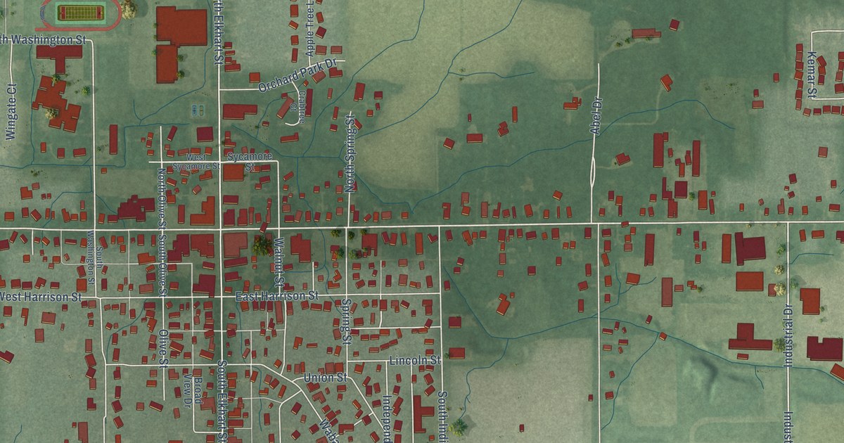 Map of Wakarusa, Indiana in 2026