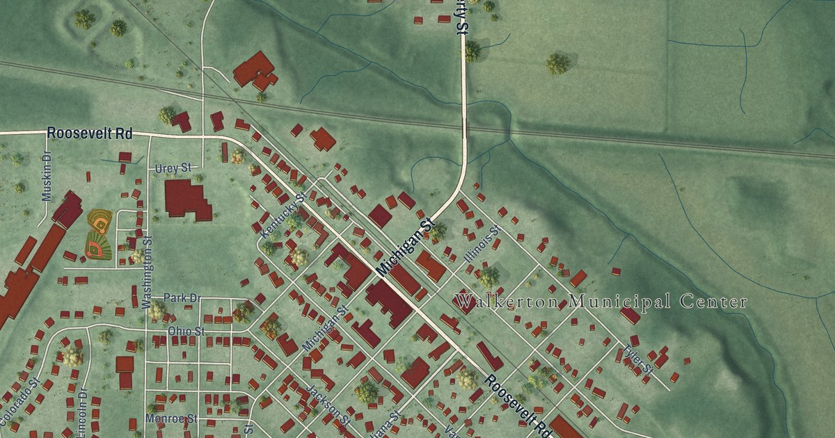 Map of Walkerton, Indiana in 2026