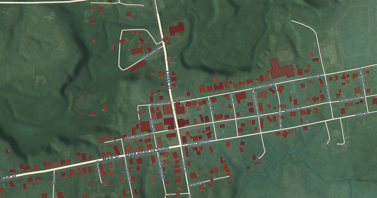 Map of Waveland, Indiana in 2026