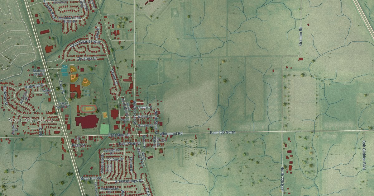 Map of Whiteland, Indiana in 2026